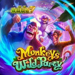 Monkeys Wild Party স্লট গেমের ইন্টারফেস এবং জঙ্গল থিম